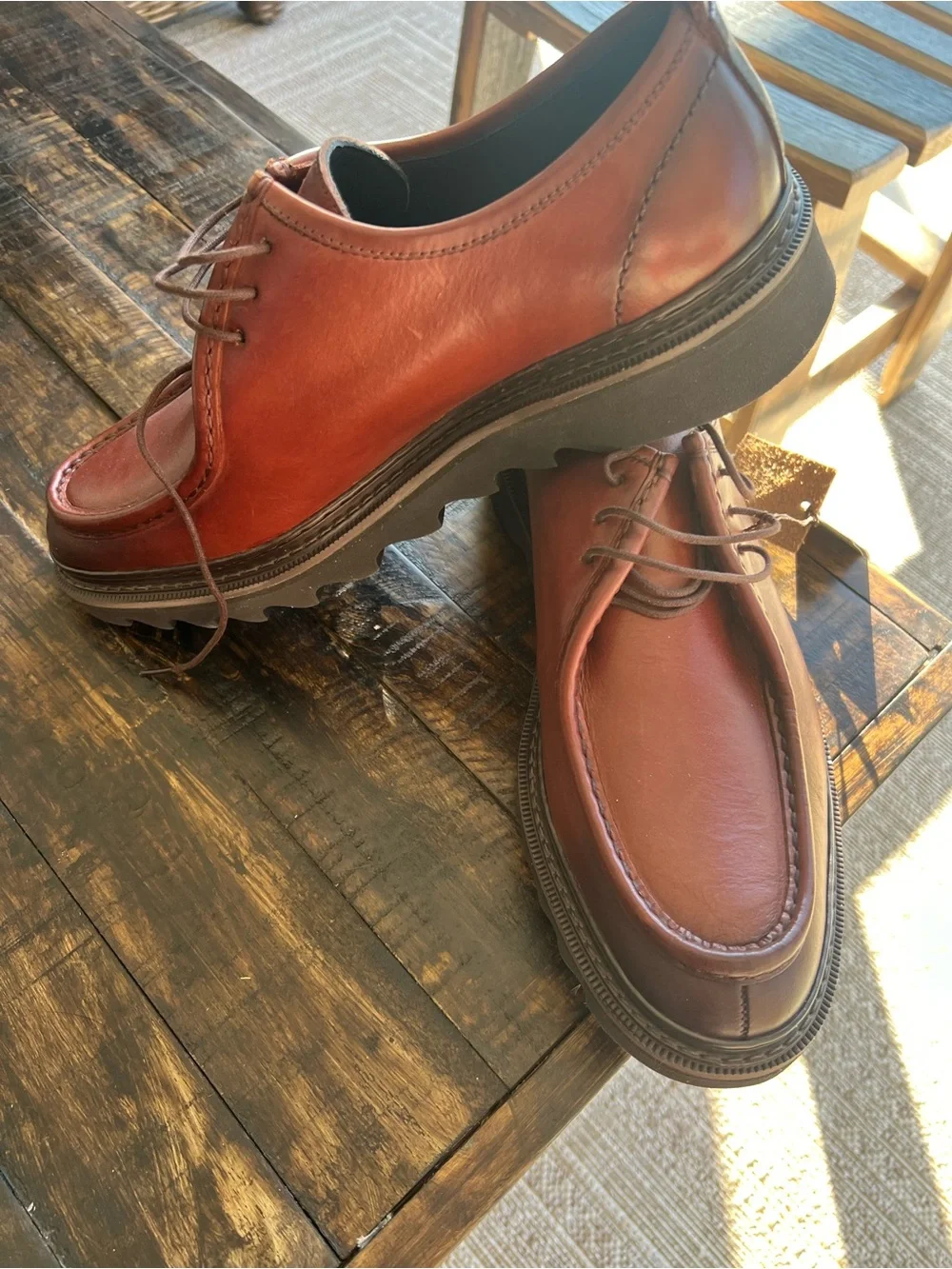Men's Leather Derby Shoes in rich Brown European 43 U.S. 10